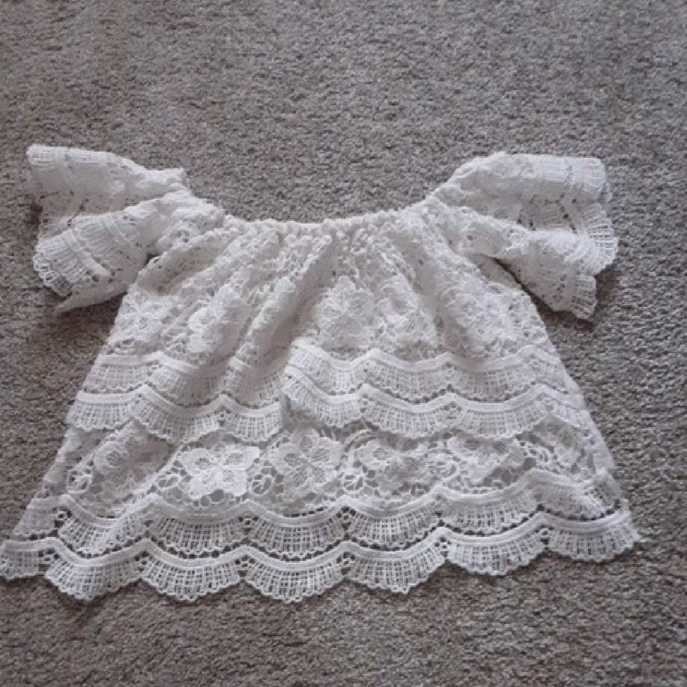 3/$6 White Ruffled Off-the-Shoulder Crop Top